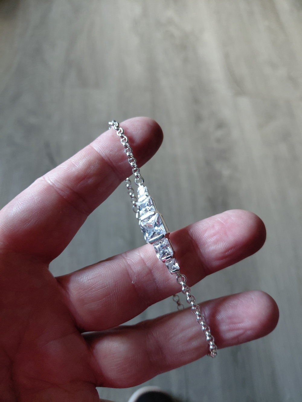 Sterling Silver Cubic Zirconia Bar Bracelet - Silver